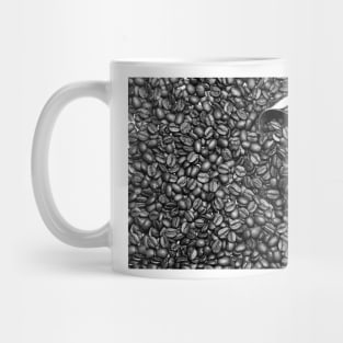Coffee beans in black and white Mug